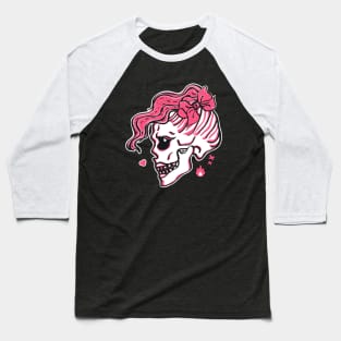 Pink Girl Skull Baseball T-Shirt